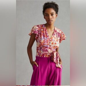 Anthropologie V-Neck Flutter Top